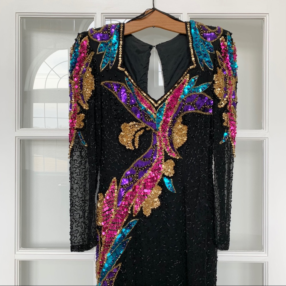 Vintage Sho Max Original 100% Silk Beaded and Sequin Dress